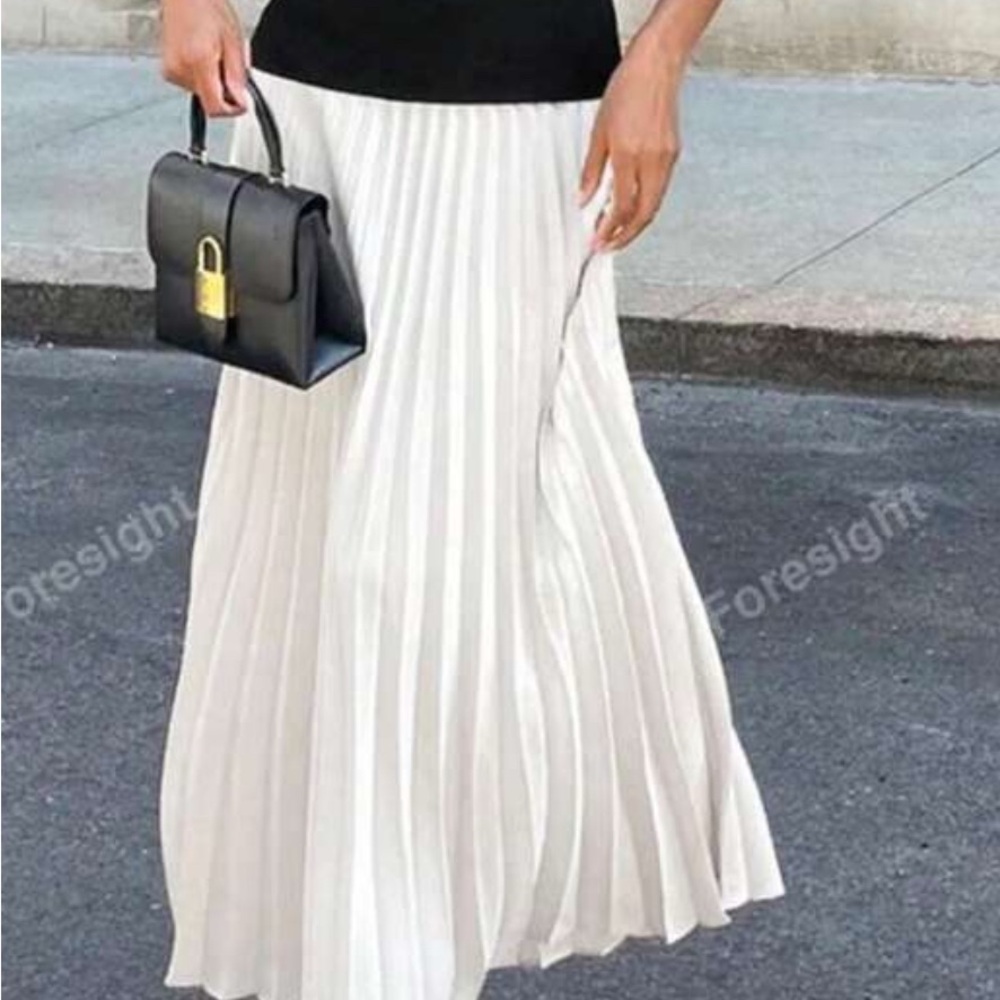 Strapless colorblock Black and White Pleated Dress size Large - Picture 5 of 7